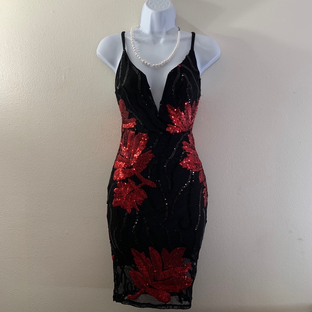 Monaco Sequined Mini Dress Small